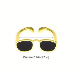 Adjustable Glass Ring 14k Plated Couple Ring