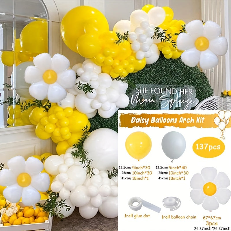 137pcs Daisy Balloon Garland Arch Kit Celebration Decor