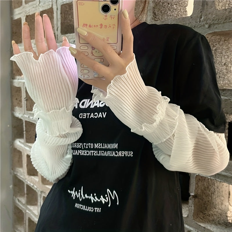 Lace Ruffles Long Gloves Sunscreen UV Protection Sleeves