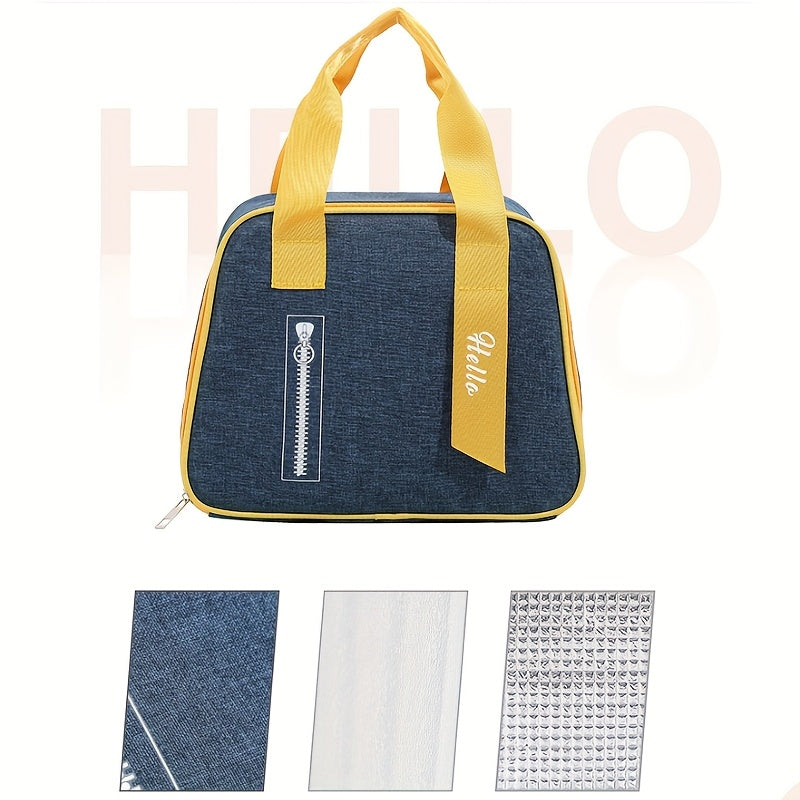 Japanese Style Insulated Lunch Bag Bento Tote Aluminum Foil Yellow Zipper