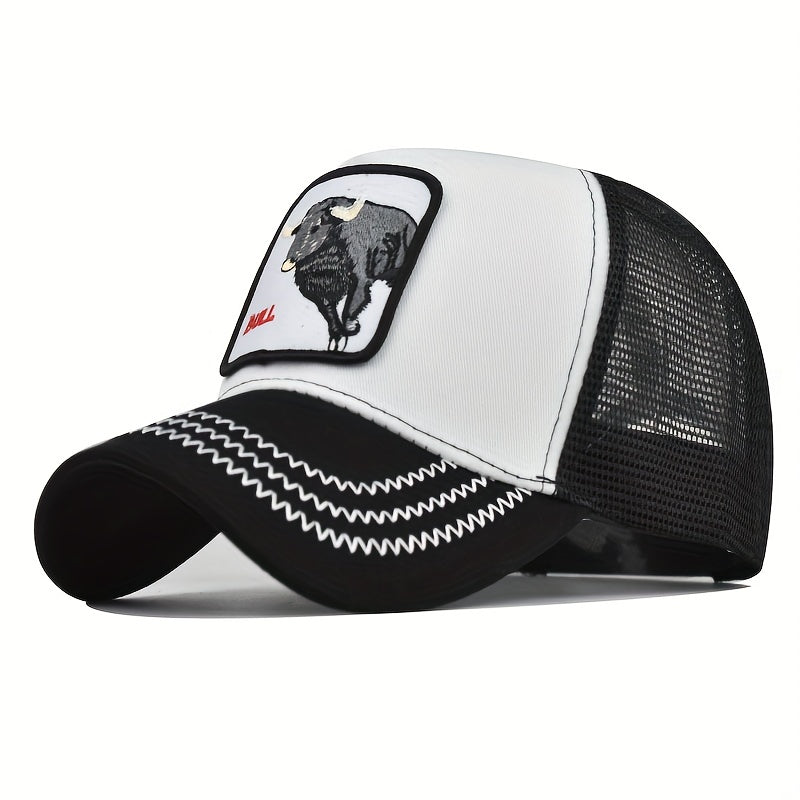 Bull Cash Cartoon Baseball Cap Animal Embroidery Patch Trucker Hat