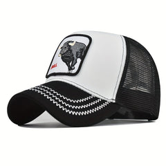 Bull Cash Cartoon Baseball Cap Animal Embroidery Patch Trucker Hat