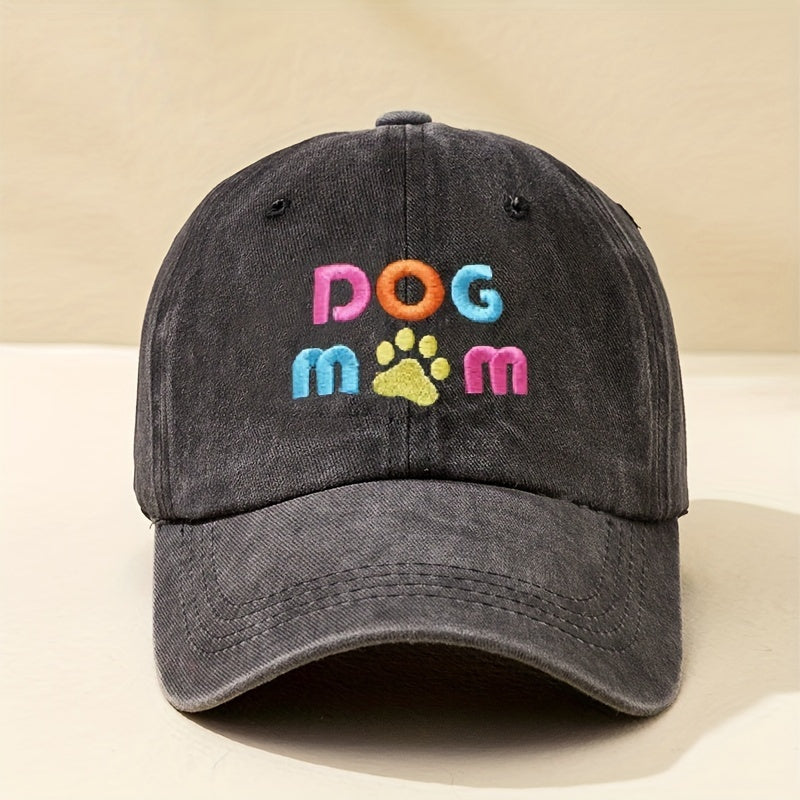 DOG MOM Embroidered Baseball Cap Y2K Washed Distressed Dad Hat