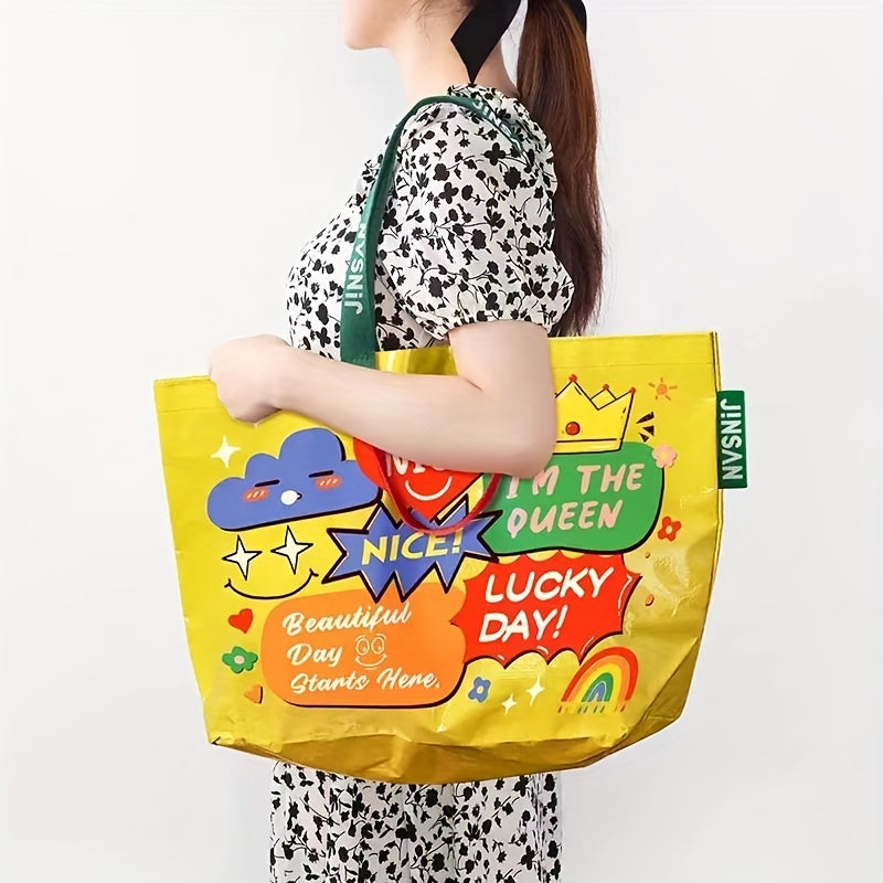 Rainbow Large Tote Bag Shoulder Bag Eco Friendly Shopping Grocery Bag