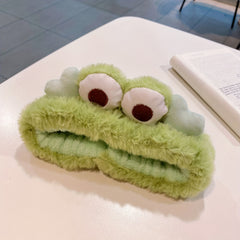 Plush Frog Eyes Headband Fluffy Fur Elastic Hairband