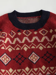  Oversized Jacquard Sweater Women's Casual Sweater