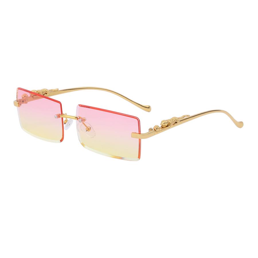 Leopard Temple Square Frame Sunscreen Sunglasses Men Women