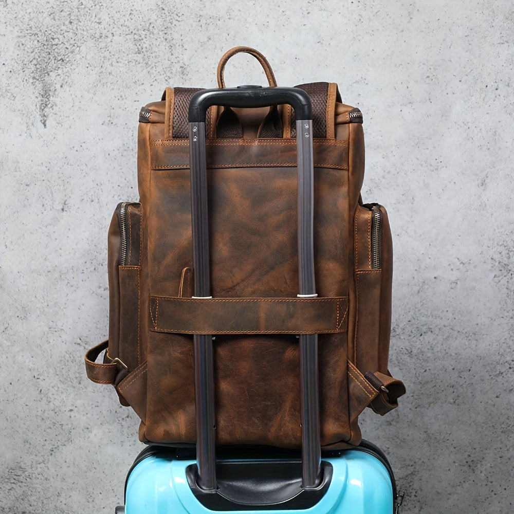 Vintage Leather Backpack Large Capacity Outdoor Travel Bag