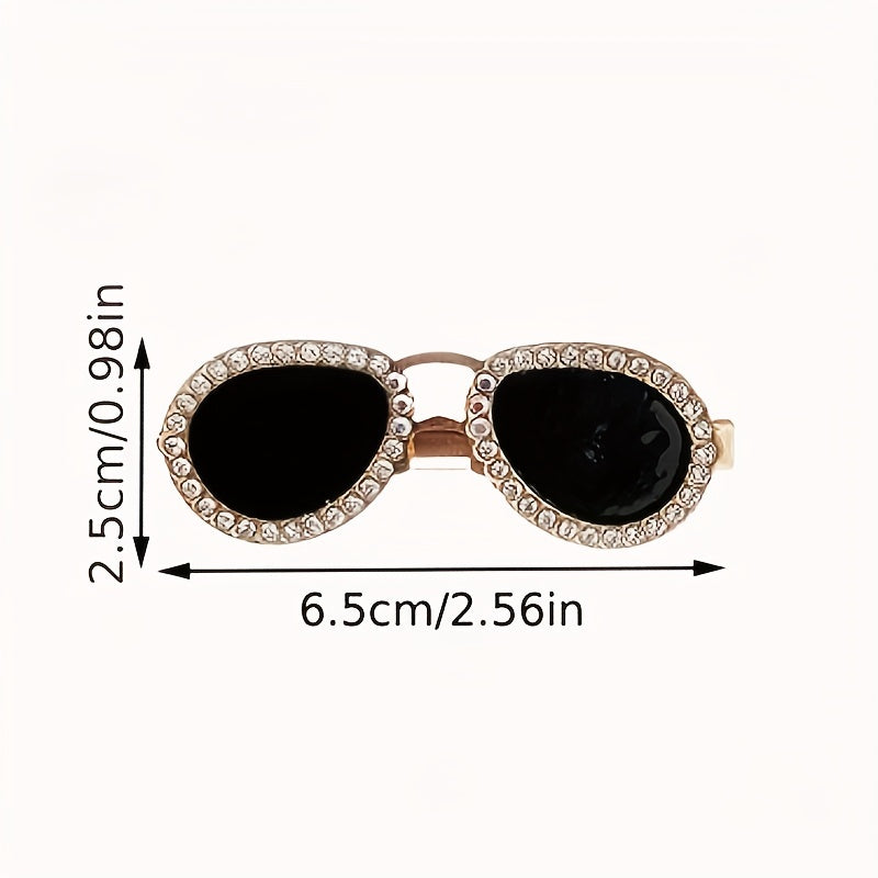 Rhinestone Sunglasses Hair Clips Golden Barrettes