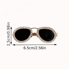 Rhinestone Sunglasses Hair Clips Golden Barrettes