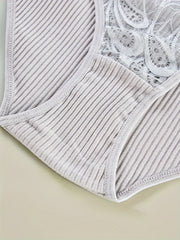 3 Pack Plus Size Panties Set Contrast Lace Briefs