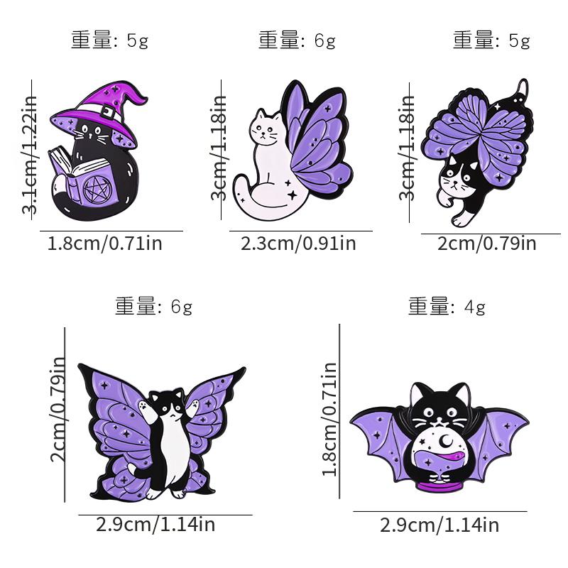 Enamel Butterfly Cat Brooch Women's Animal Pins Kitten Jewelry