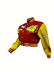 Graphic Print Baseball Collar Jacket Outerwear Women's Clothing