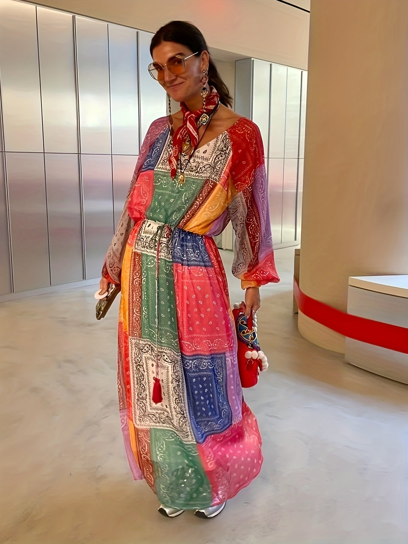  Colorblock Boho Maxi Dress