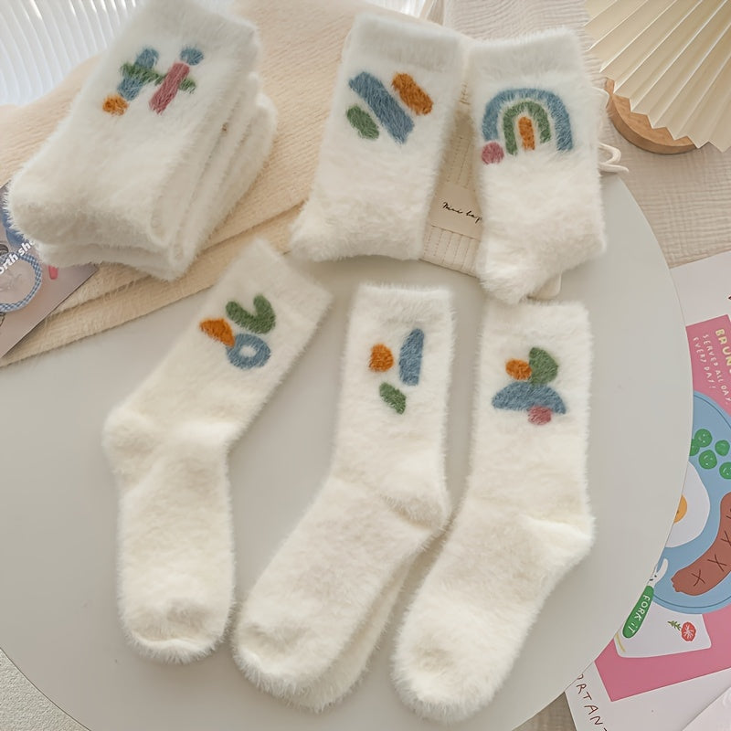 8 Pairs Cartoon Graffiti Socks Comfy Warm Stockings
