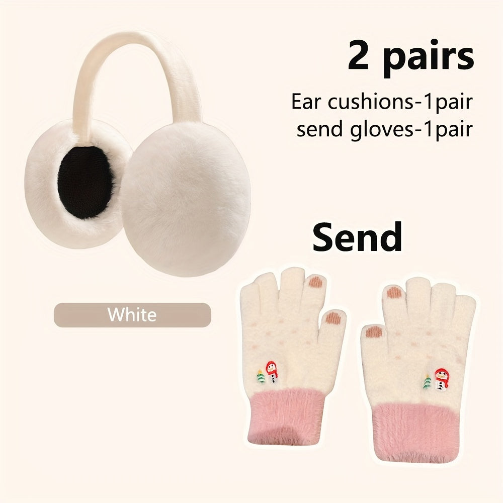 Women's Foldable Winter Earmuffs Plush Lining Windproof Cold Proof Ear Warm
