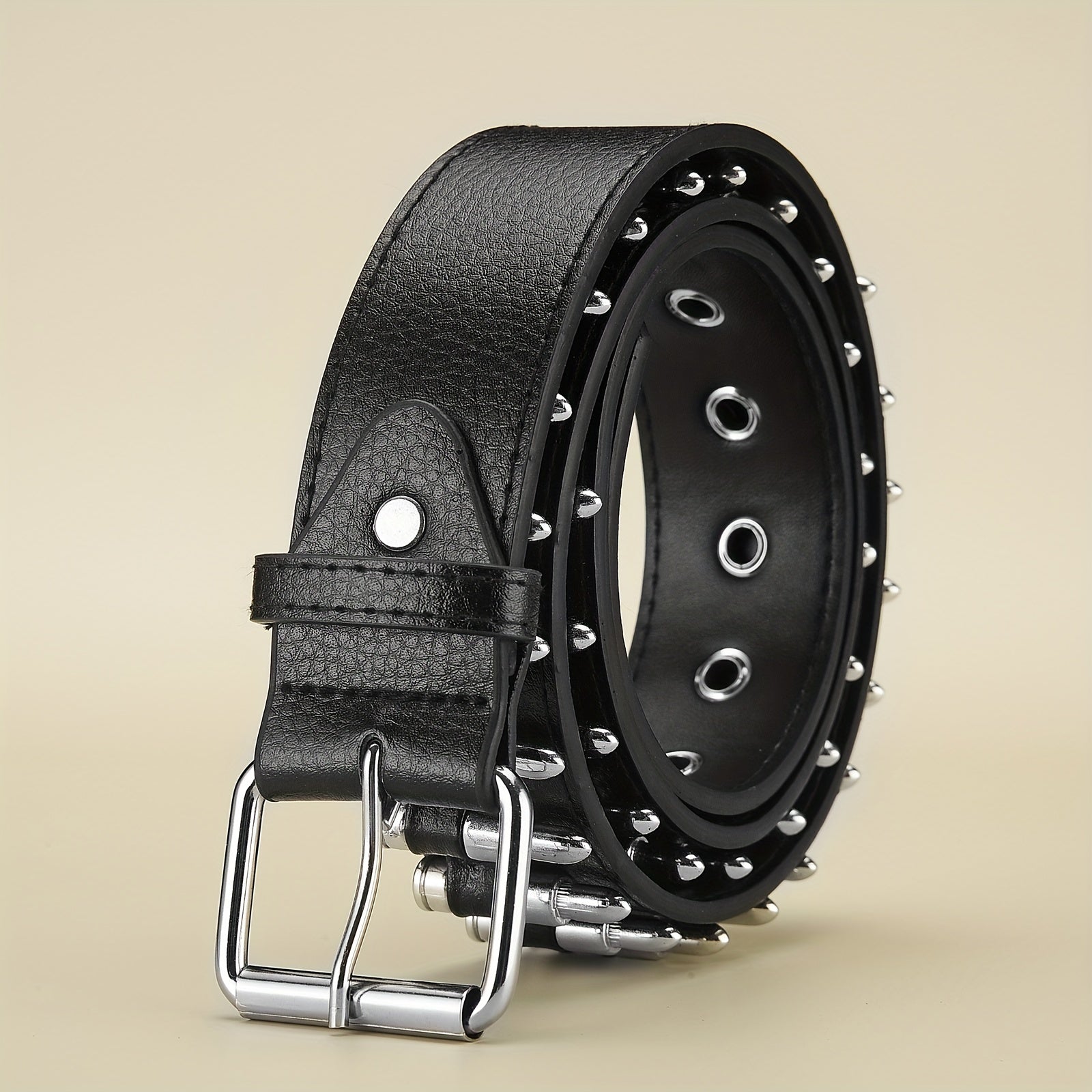 Men's Leather Punk Wide Belt Hollow Rivet Personality Rock