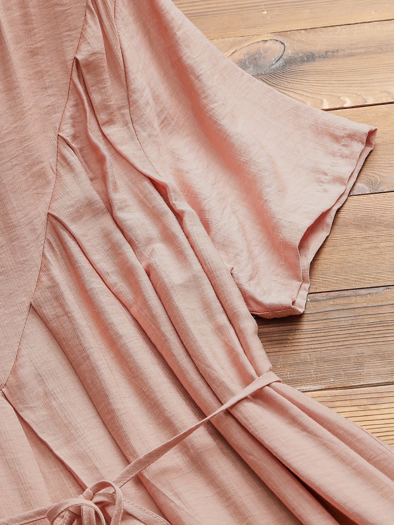  V-Neck Belted Pleated Dress