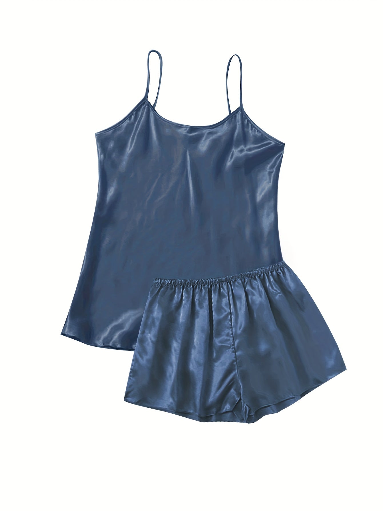 6 Pcs Plus Size Satin Cami Top & Shorts Pajamas Set
