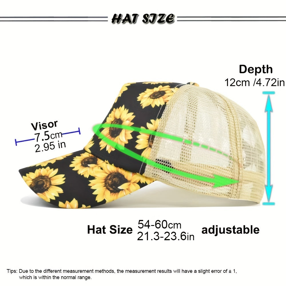 Unisex Sunflower Embroidered Baseball Cap for Outdoor Sport