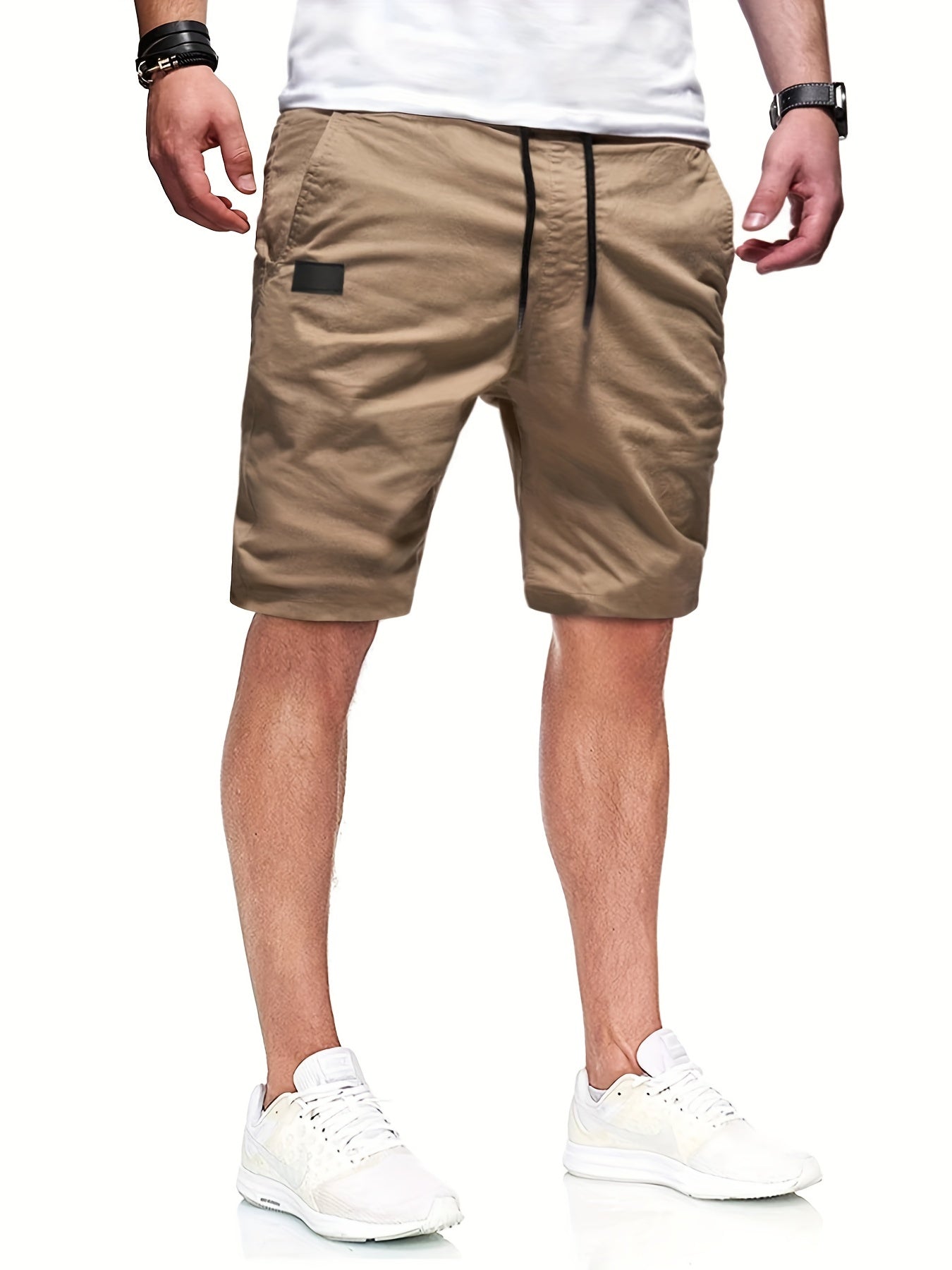 Men's Cargo Short Pants Drawstring Solid Loose Work Shorts
