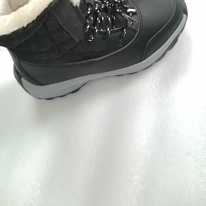 Women's Faux Fur Snow Boots Waterproof Anti-slip Lace-up Warm Mid Calf