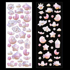 Moon Rabbit 3D Love Heart Star Stickers Set