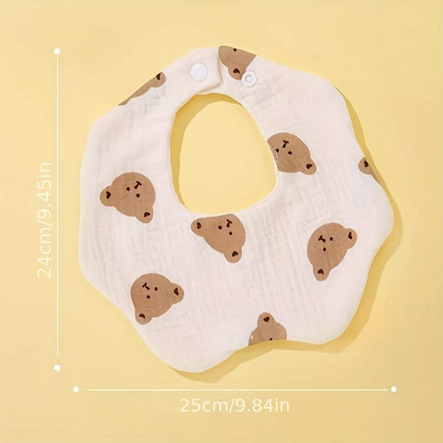 Baby 6-Layer Cotton Gauze Petal Bib, 360&deg; Rotatable, Soft and Absorbent