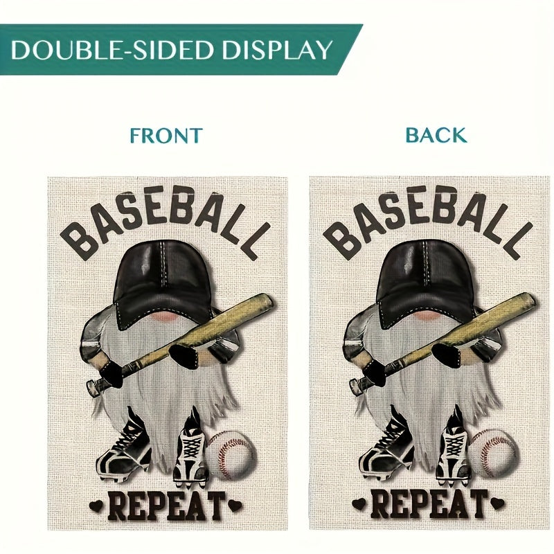 Gnome Baseball Player Garden Flag Softball League Yard Outdoor Decor