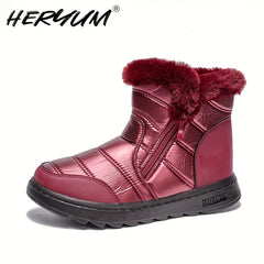 Women's Waterproof Winter Snow Boots Faux Fur Lined Warm Mid Tube Boot
