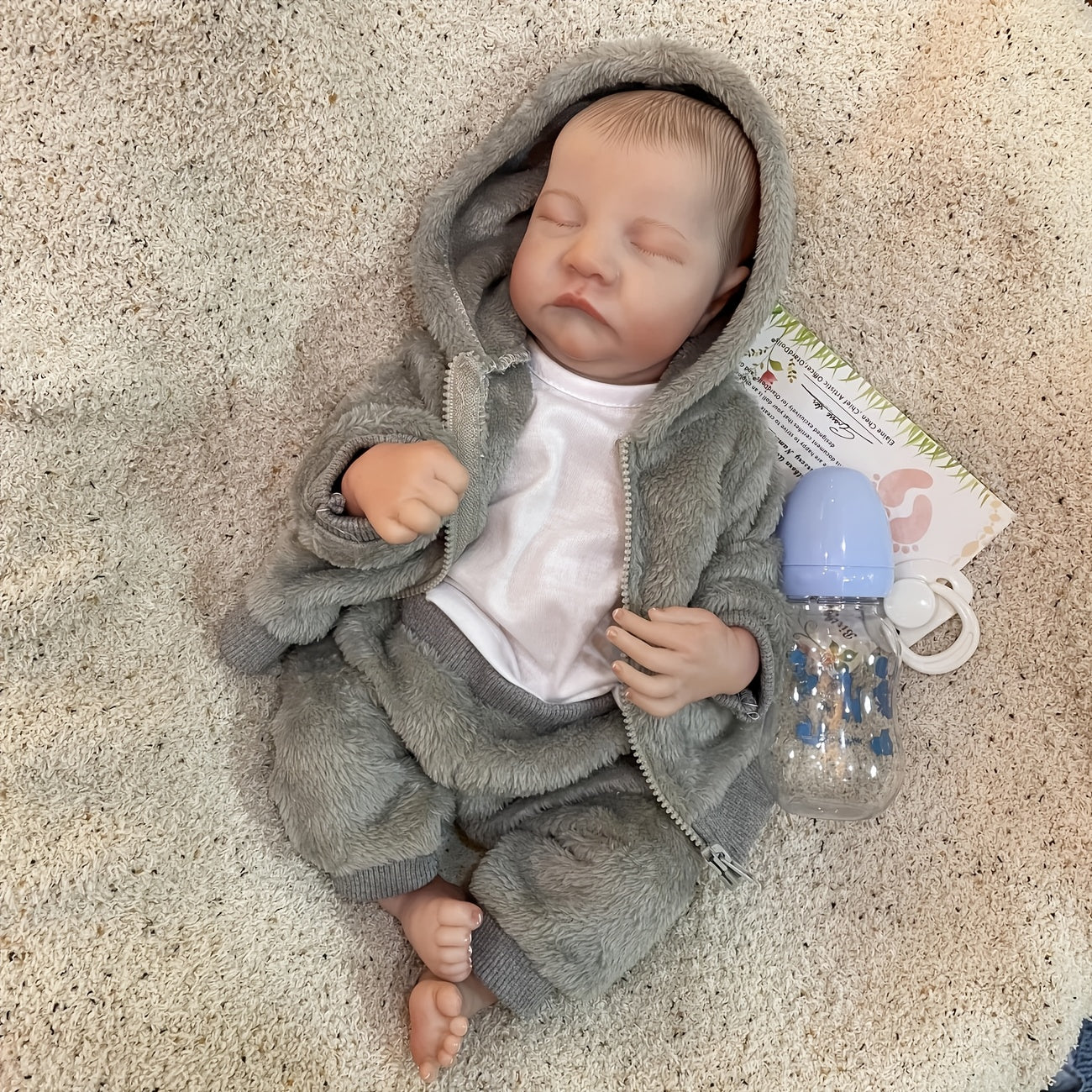 Adorable 45 Sleeping Reborn Boy Doll Full Body Soft Vinyl Material Waterproof Re