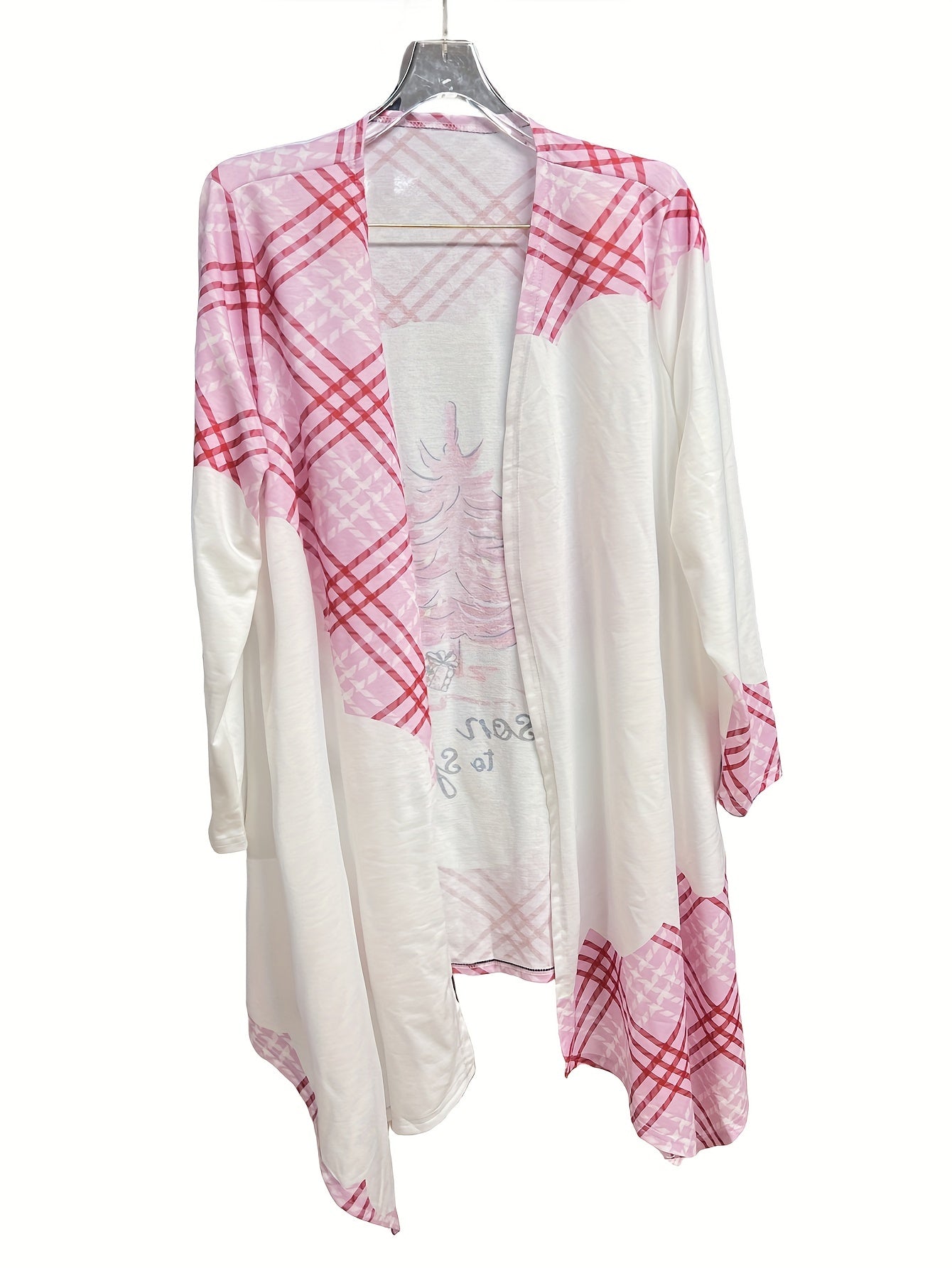  Casual Cardigan Women's Plus Print Long Sleeve Open Front Cardigan