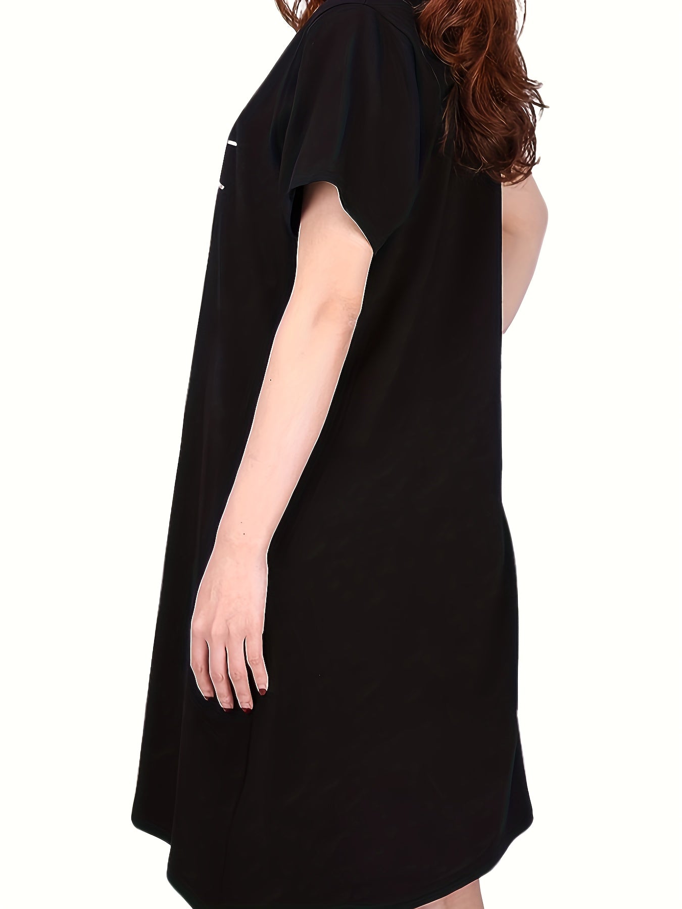 Kitty Print NightDress Short Sleeve Crew Neck Sleepwear Pajama Dress