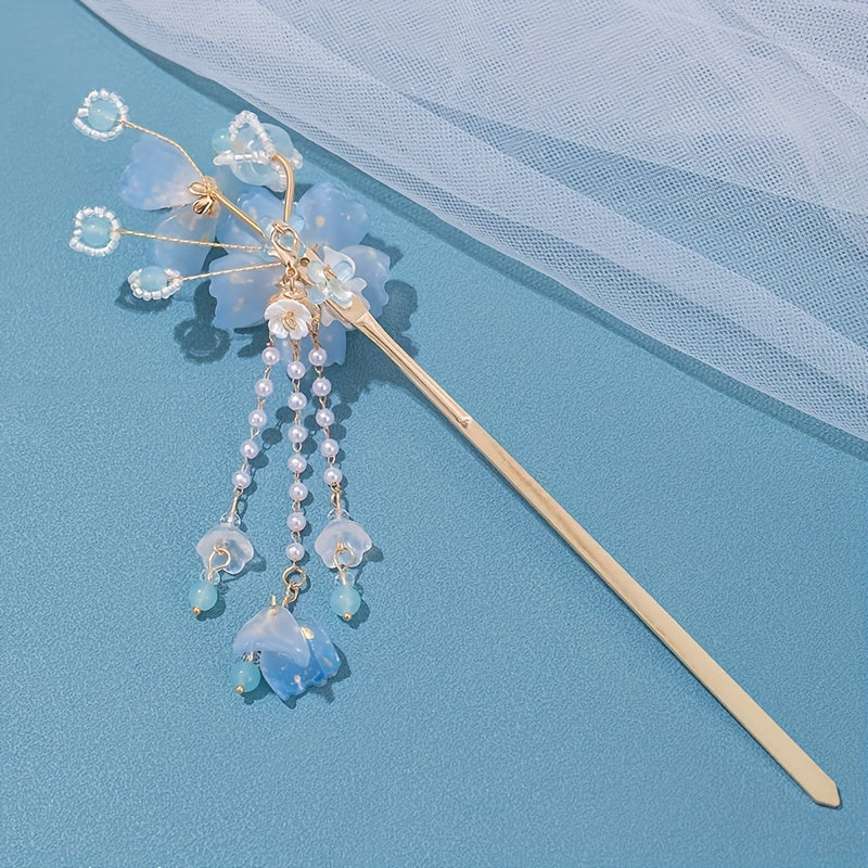 Flower Hairpin Women's Hair Headdress Beaded Tassel Hair Accessories