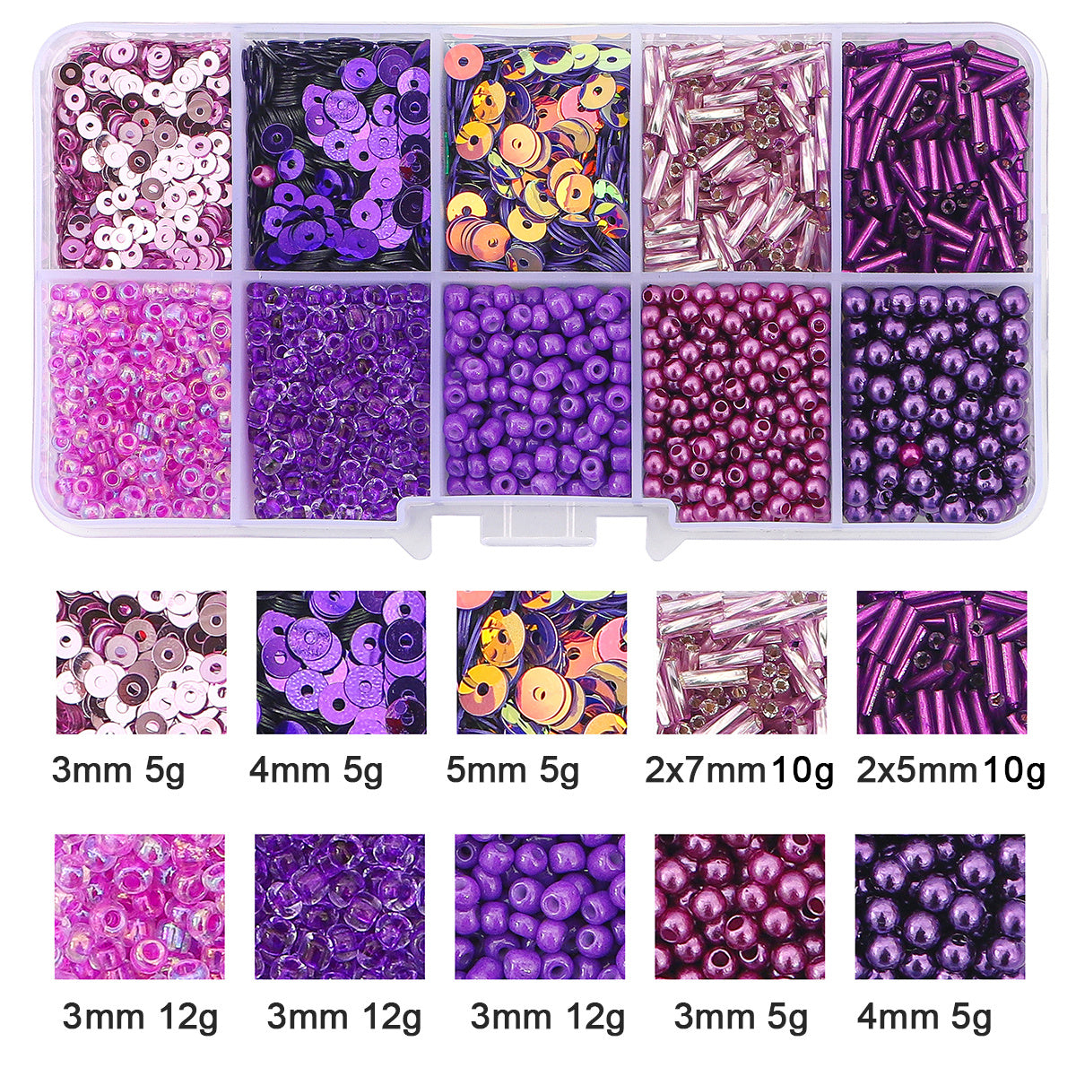 10 Grids Rice Bead Sequins Pearl Material Pack 1 Box