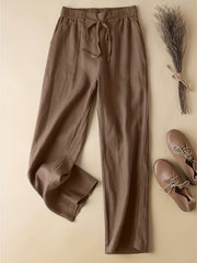  High Rise Straight Leg Trousers With Pockets