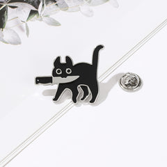 Cat Cartoon Enamel Pins for Backpacks Lapel Funny Brooch Gift
