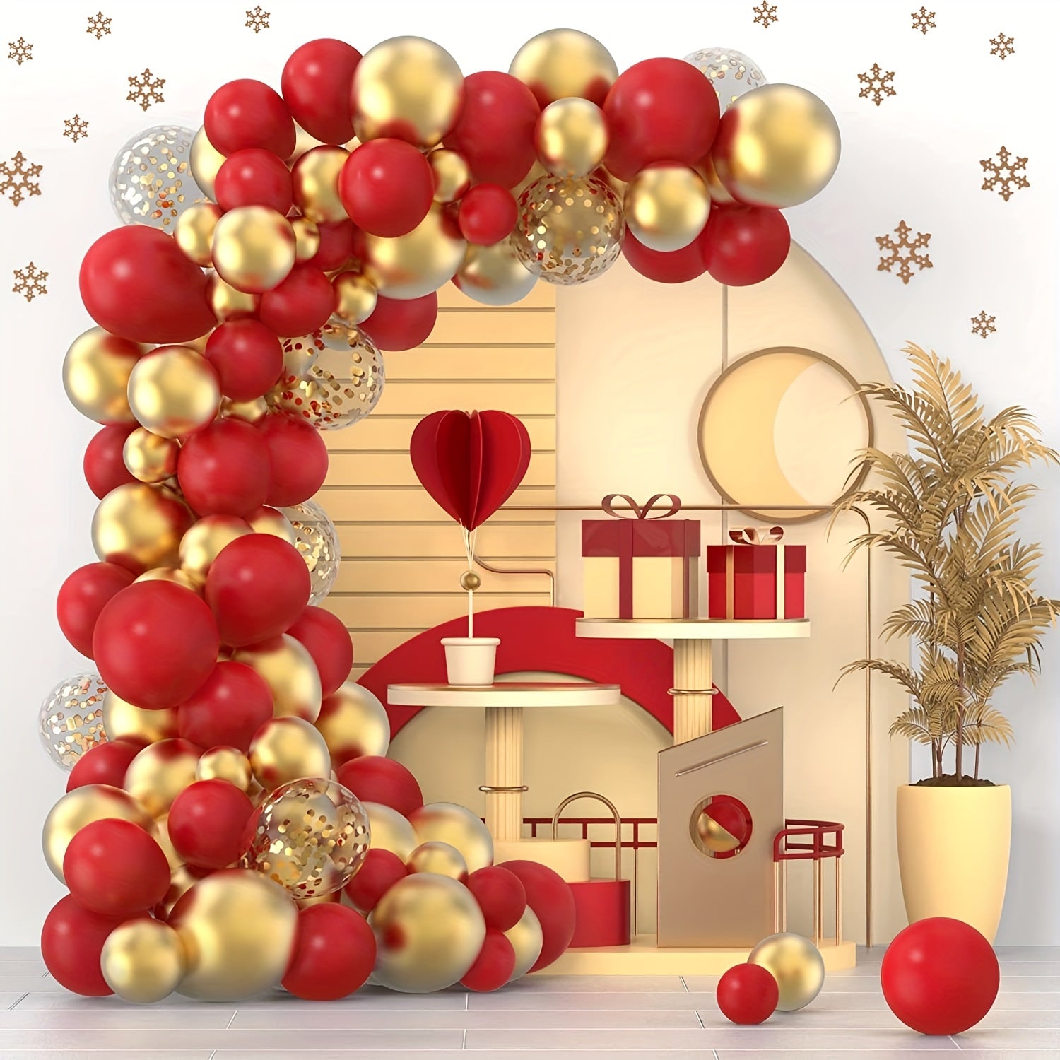 120pcs Red Golden Confetti Latex Balloons 12in Set Party Decoration Supplies
