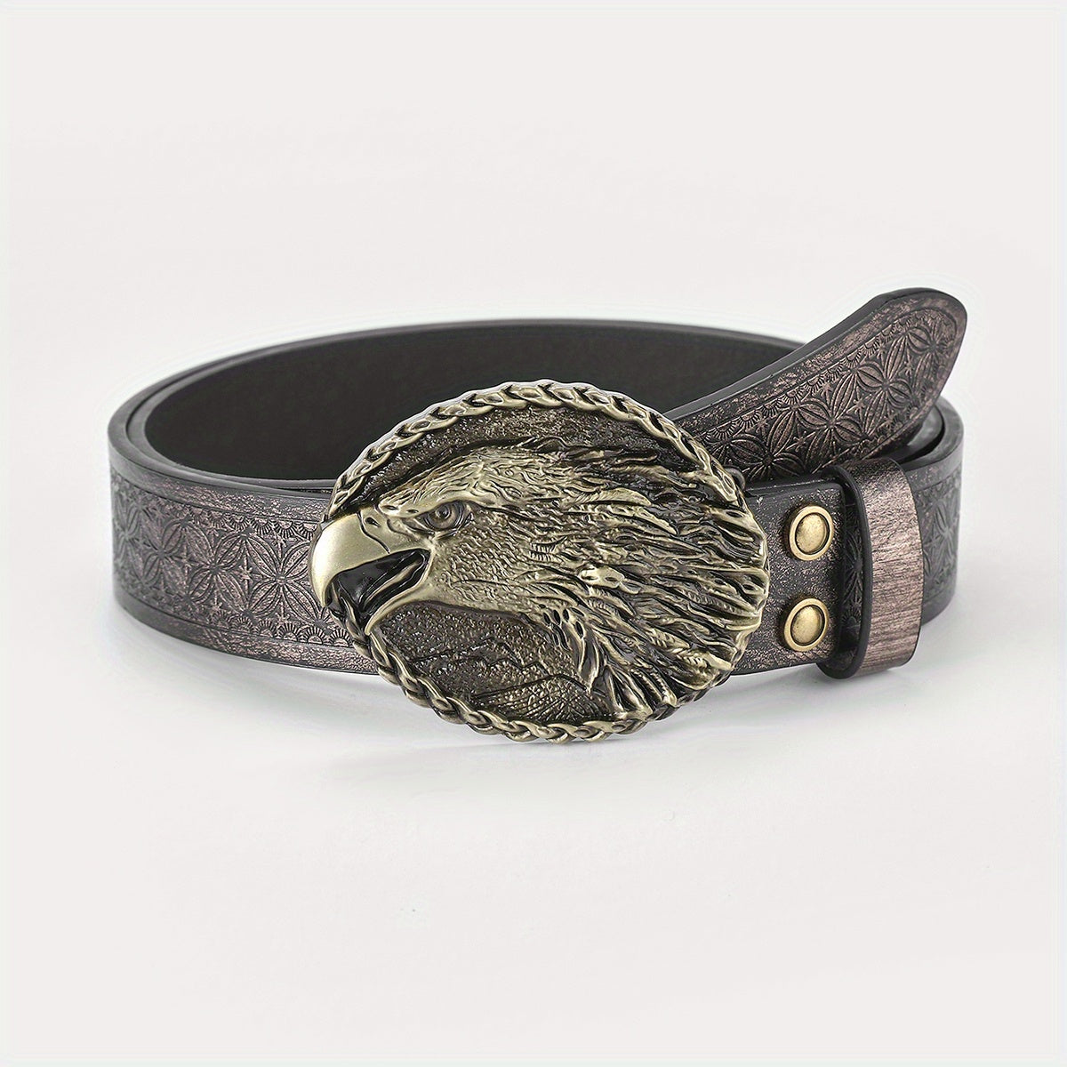 Men's Eagle Belt PU Leather Floral Belt Casual Jeans Western Cowboy Waist Strap