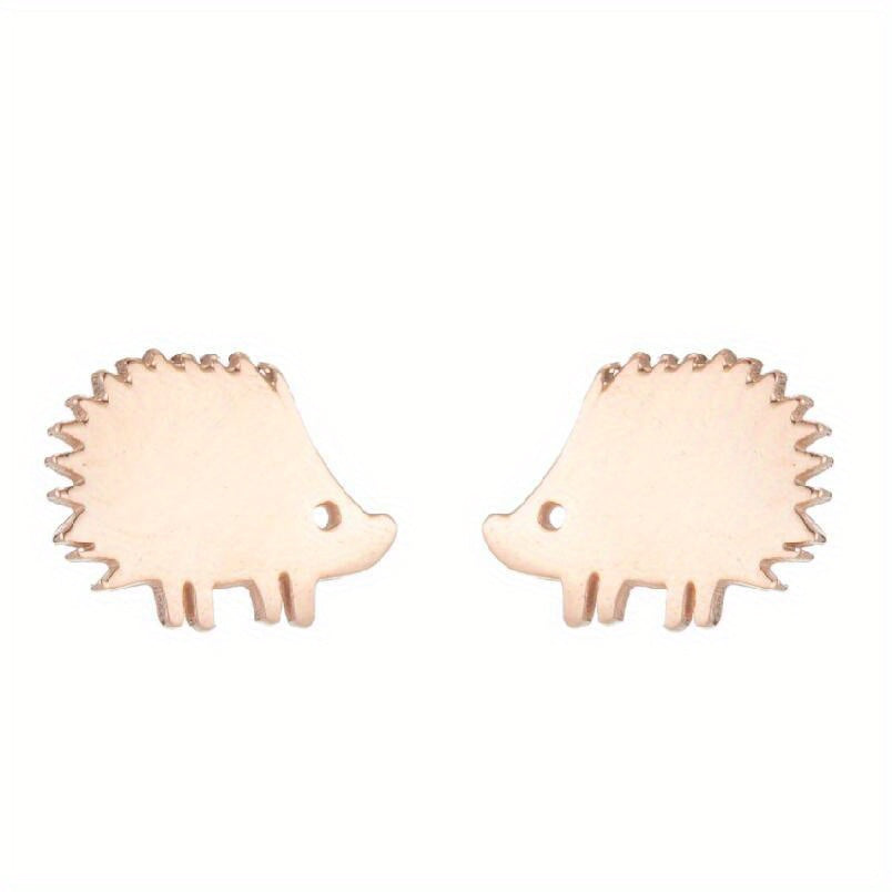 2pcs Men's Stainless Steel Hedgehog Stud Earrings