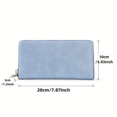 Women's Vintage Long Clutch Purse Faux Leather Coin Purse Zipper Bag