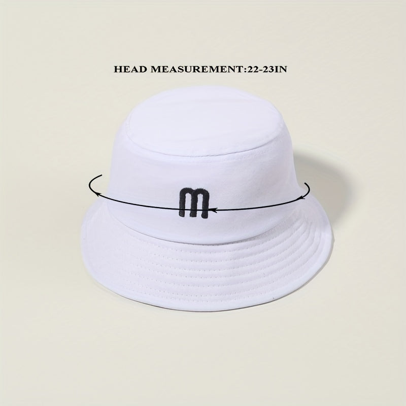 M Embroidery Casual Bucket Hat Fisherman Cap Basin Hats Outdoor Sunscreen