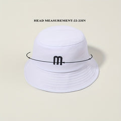 M Embroidery Casual Bucket Hat Fisherman Cap Basin Hats Outdoor Sunscreen
