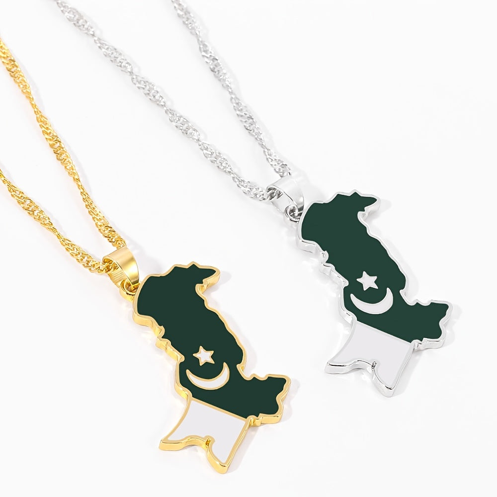 Geographic Map Pendant Necklace Artificial Jewelry