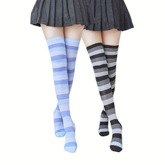 Striped Thigh High Socks Cosplay Over The Knee Stockings Women's Hosiery