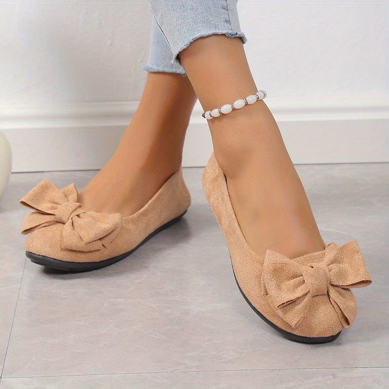 Women's Bowknot Ballet Flats Soft Sole Slip On Shoes