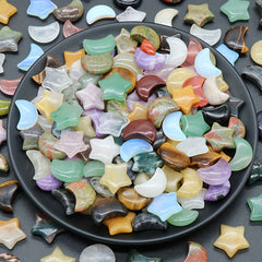 15Pcs Natural Stone Crystal Star Moon Healing Mineral Quartz Reiki Gem