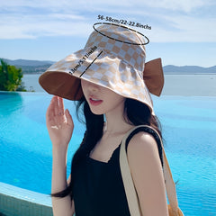 Checkerboard Pattern Visor Hat UV Protection Wide Brim