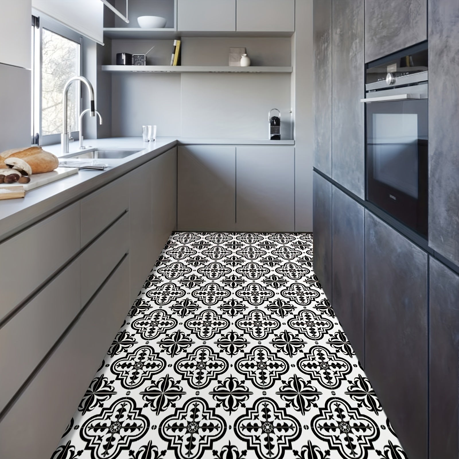 10pcs Adhesive Flower Floor Tiles 0.6mm PVC Kitchen Bathroom Peel and Stick