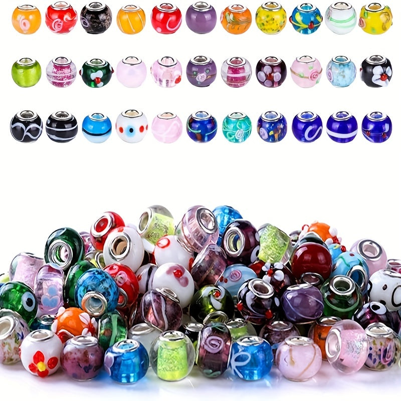 30-50-100pcs 15x11mm Large Hole Glass Bead Loose Bead DIY Jewelry Accessories